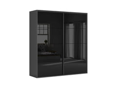 Flex Sliding Door Wardrobe 220 cm – Graphite & Black Gloss