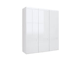 Azteca Trio 3-Door Wardrobe 180 cm – White / White Gloss | 5 Shelves, Hanging Rail & Decorative Strip