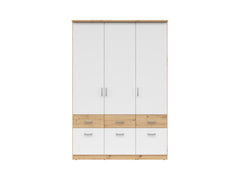Brando 3 Wardrobe 3-Door with 6 Drawers – Artisan Oak / White