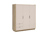 Dalva Wardrobe — 3 Doors, 2 Drawers, Hanging Rail & Shelves, Japandi Style, Mauvella Oak & Kashmir