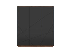 Forn 3-Door Wardrobe 180 cm – Dark Delano Oak / Matt Black | Rail, 4 Shelves & 2 Drawers