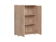 BRW Office Storage Cabinet 114cm — 2 Doors, 2 Internal Shelves & Simple Handles, Sonoma Oak