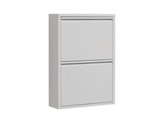 Fly 2K Metal Shoe Cabinet 50×70.5 cm – 2 Tilt-Out Compartments, Only 15 cm Deep | White