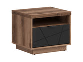 Forn — Bedside Table | 50 × 42.5 cm | 1 Soft-Close Drawer | Dark Delano Oak & Matt Black