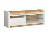 Alameda TV Unit 147 cm with LED Lighting & Drawer – White Gloss / Westminster Oak