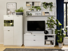 Forn — TV Cabinet | 156 × 61 cm | 2 Drawers & 2 Open Shelves | White Gloss