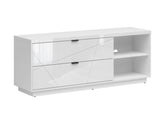 Forn — TV Cabinet | 156 × 61 cm | 2 Drawers & 2 Open Shelves | White Gloss