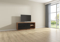 Forn TV Cabinet with 2 Drawers & Shelves | Dark Delano Oak & Black Matt | 156x61cm