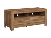 Gent TV Unit 138.5 cm with LED Lighting & 2 Drawers – Stirling Oak