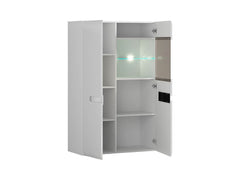 Azteca Trio Display Cabinet – White & White Gloss, 90 cm
