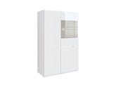 Azteca Trio Display Cabinet – White & White Gloss, 90 cm