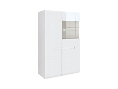 Azteca Trio Display Cabinet – White & White Gloss, 90 cm