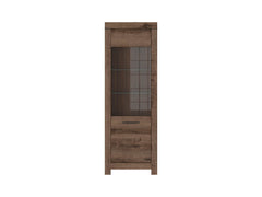 Balin — Display Cabinet with Glass Door & LED Lighting | Monastery Oak
