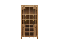 Bergen Display Cabinet — Glass Doors, LED Lighting & Golden Sibiu Larch