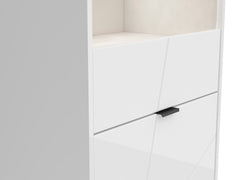 Forn Display Cabinet 64×200 cm – White Gloss | Glazed Door, 2 Glass Shelves & LED Option