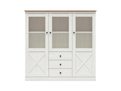 Frija Display Cabinet 153 cm – Glazed Top, Closed Base | Andersen Pine White & Artisan Oak