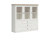 Frija Display Cabinet 153 cm – Glazed Top, Closed Base | Andersen Pine White & Artisan Oak