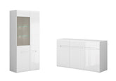 Azteca Trio Living Room Set – Sideboard & Display Cabinet | White / White Gloss