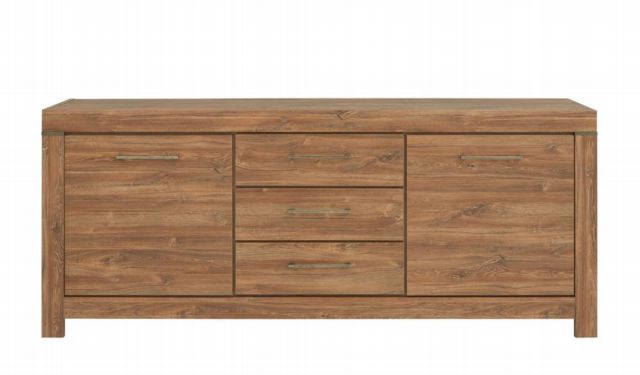 Gent Chest of Drawers | 3 Drawers & 4 Sections | Stirling Oak | 200x85cm | Soft-Close