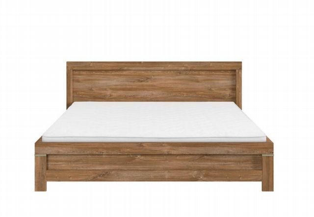 Gent Bed 160 — Tall Headboard, Natural Wood Grain & Stirling Oak Finish