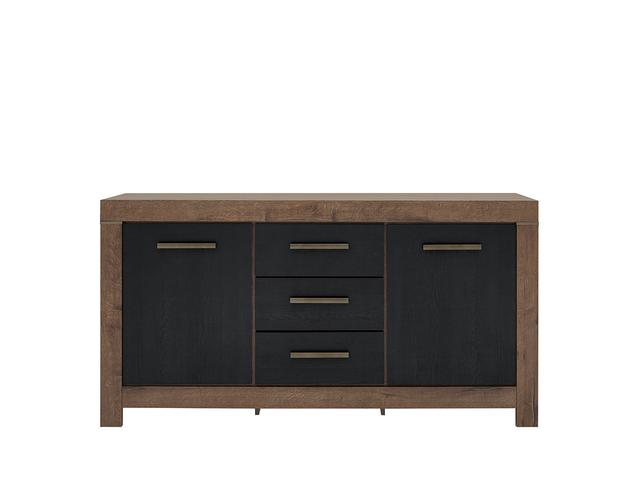 Balin Sideboard 160×85 cm – 2 Doors, 3 Drawers, Soft-Close | Monastery Oak & Black Oak