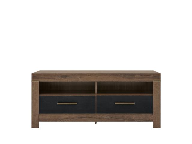Balin TV Cabinet 140 cm – Monastery Oak & Black Oak, Optional LED