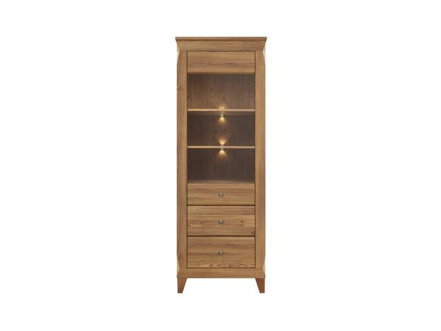 Bergen Display Cabinet 72×202 cm – Golden Sibiu Larch, LED Lighting Included
