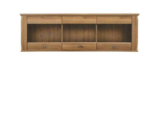 Bergen Wall-Mounted Display Cabinet 156 cm – Golden Sibiu Larch | 3 Toughened Glass Doors