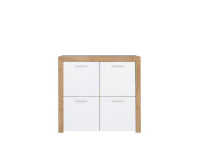 Balder Storage Cabinet 104 cm – Riviera Oak / White Gloss | 4 Doors & Internal Shelves