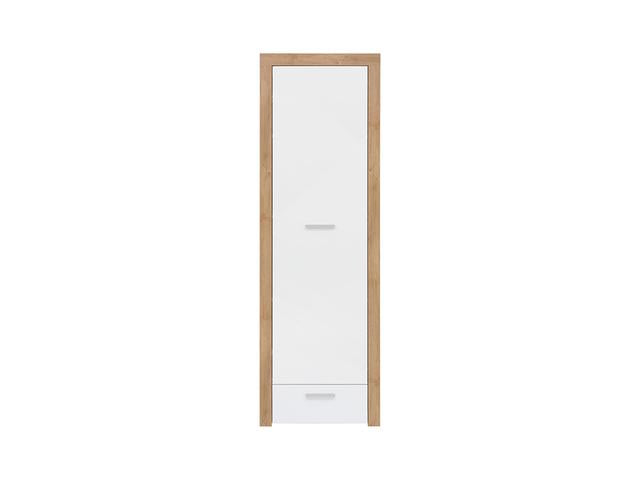 Balder Closed Bookcase with Drawer | Riviera Oak / White Gloss | 62×192 cm