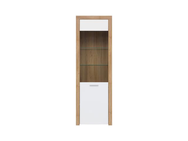 Balder — Display Cabinet | 62 × 192 cm | Glazed & Solid Door | Riviera Oak & White Gloss
