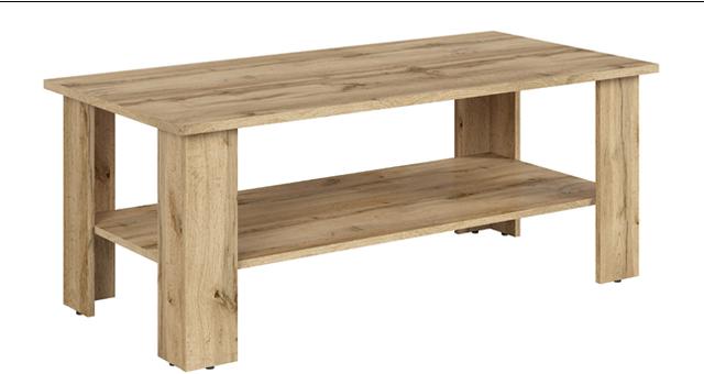 Acadia Coffee Table – Wotan Oak | L-Shape Legs & Lower Shelf | 115×56×45.5 cm | Living Room
