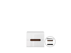 Azteca Trio Bedside Table 50cm – White & White Gloss | 2 Soft-Close Drawers | Decorative Strip Included