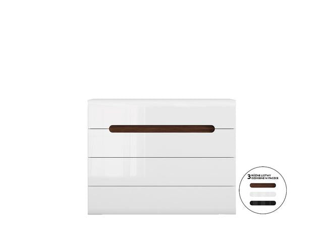 Azteca Trio Chest of Drawers 105 cm – White & White Gloss, 4 Drawers