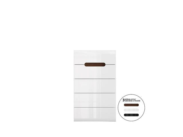 Azteca Trio Chest of Drawers 60 cm – White & White Gloss, 5 Soft-Close Drawers, Handleless