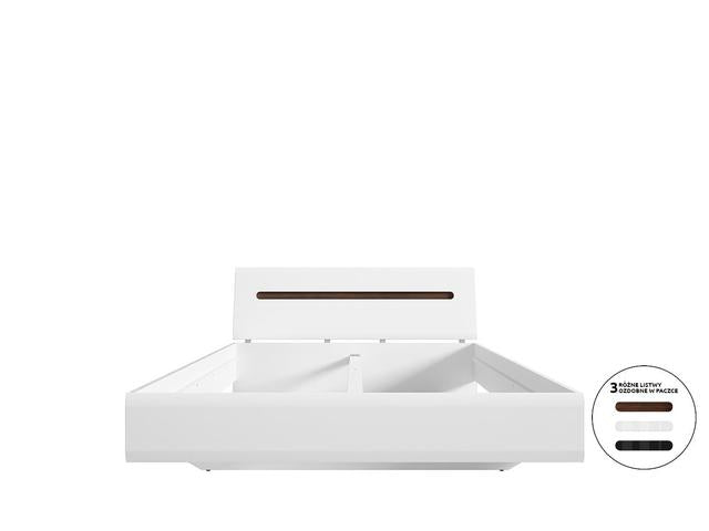 Azteca Trio Bed 160 — Smooth Fronts, Decorative Rail & Interchangeable Trim, White & White Gloss