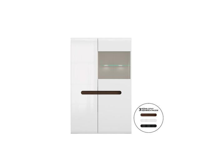 Azteca Trio Display Cabinet – White & White Gloss, 90 cm