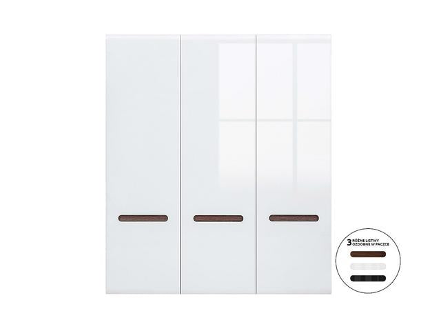 Azteca Trio 3-Door Wardrobe 180 cm – White / White Gloss | 5 Shelves, Hanging Rail & Decorative Strip