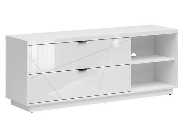 Forn — TV Cabinet | 156 × 61 cm | 2 Drawers & 2 Open Shelves | White Gloss