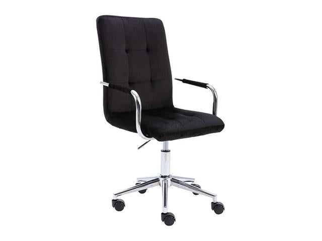 Cosmo Swivel Office Chair – Black Velvet Seat & Chrome Frame | Breathable Mesh Back | Adjustable Height