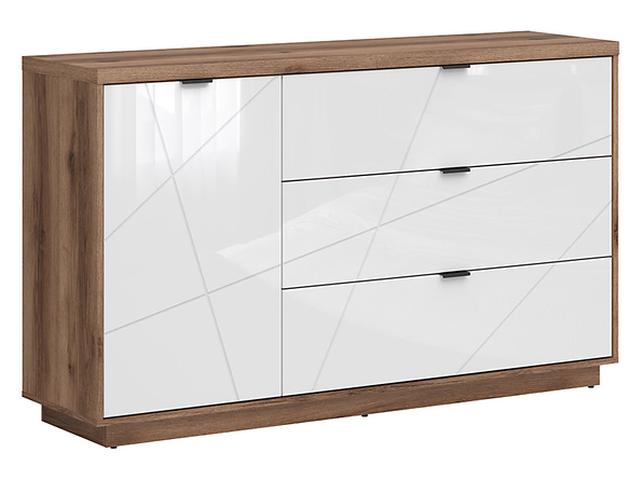 Forn Sideboard | 1 Door, Shelf & 3 Drawers | Dark Delano Oak & White Gloss | 156x93x42.5cm