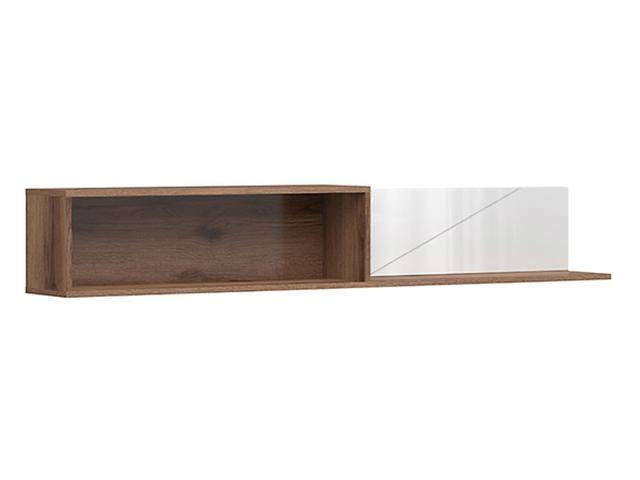 Forn Wall Shelf 156 cm – 2 Compartments, Dark Delano Oak & White Gloss