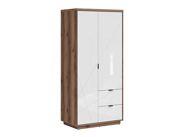 Forn Wardrobe – Dark Delano Oak & White Gloss, 94 cm