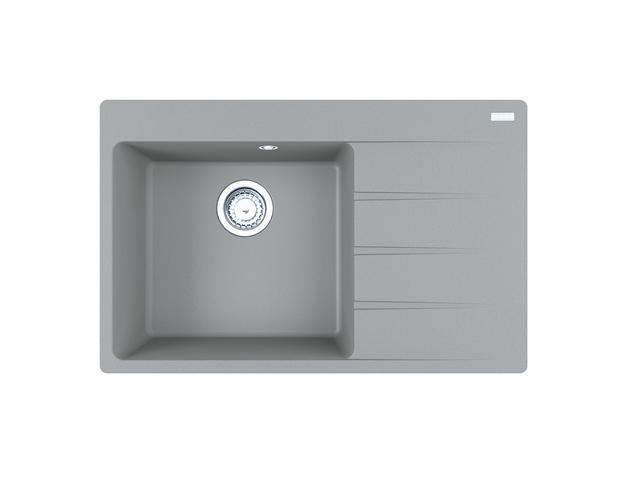 Centro CNG 611-78 TL Single Bowl Kitchen Sink with Left Drainer – Stone Grey Fragranite