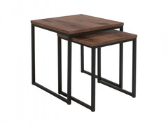Aroz Coffee Table Set of 2 – Monastery Oak | 50×50 & 40×40cm | Metal Frame | Loft Style