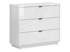 Forn Chest of Drawers | 3 Soft-Close Drawers & Routed Fronts | White Gloss | 106x93x42.5cm