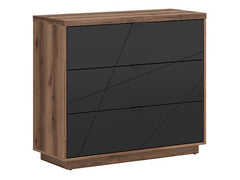 Forn — Chest of Drawers | 106 × 93 cm | 3 Soft-Close Drawers | Dark Delano Oak & Matt Black