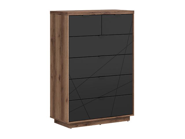 Forn Chest of Drawers – 6-Drawer Soft-Close Dresser | Dark Delano Oak / Black Matt | 90cm