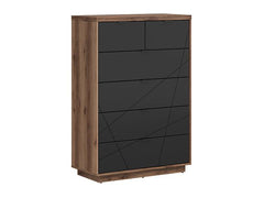 Forn Chest of Drawers – 6-Drawer Soft-Close Dresser | Dark Delano Oak / Black Matt | 90cm