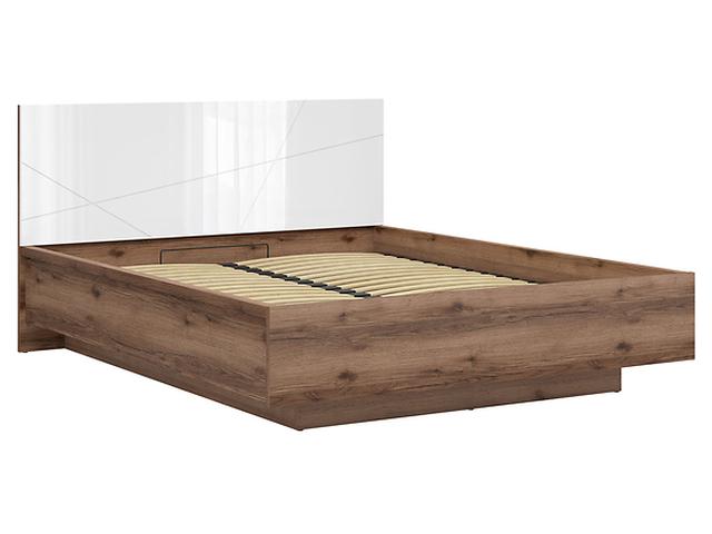Forn Storage Bed 160×200 cm – Gas-Lift Base, Modern Style, 4 Colour Options | Dark Delano Oak & White Gloss